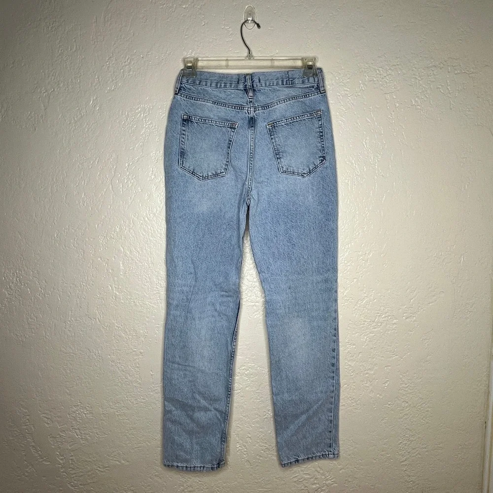 Free People We The Free Lasso Jeans Light Wash Distressed Straight Leg Size 28